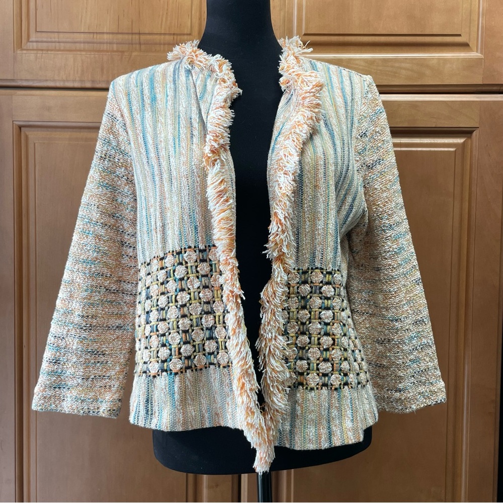 Chico’s Woven Jacket Blazer Cotton Blend Size L/12